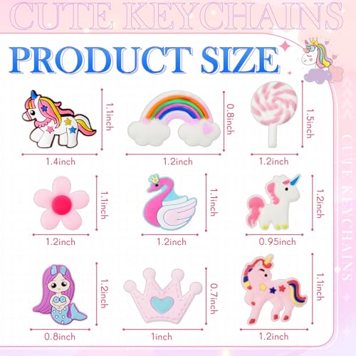 Batiyeer 36 Pack Pink Mermaid Unicorn Keychains Bulk, Cute Backpack Rainbow Key Chains, Sweet Birthday Party Favor Gifts Goodie Bag Stuffers for Valentines Party Decoration Supplies - style: Sweet