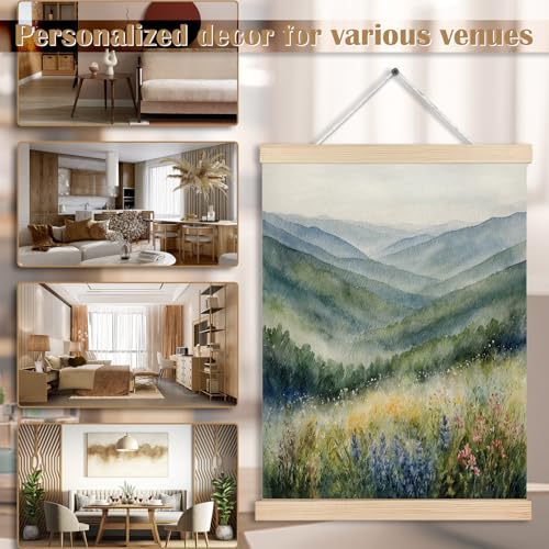 Green Mountains Forest Wall Art, Mountain Wall Decor, Rustic Farmhouse Forest Wall Art Decor, Watercolor Blue Ridge Mountains Wildflower Nature Landscape Canvas Wall Art Poster Hanger Frame, 12x16 Inches - color: Color-Mountain Lakeside Landscape 01