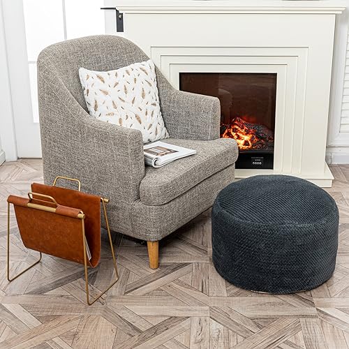 Asuprui Pouf Ottoman Unstuffed Ottoman Foot Rest No Filler Soft Foot Stool 20x20x12 Inches Fuzzy Chair Floor Pouf Chair with Storage for Living Room Bedroom Dark Gray - color: Dark Gray