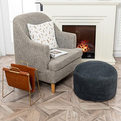 Asuprui Pouf Ottoman Unstuffed Ottoman Foot Rest No Filler Soft Foot Stool 20x20x12 Inches Fuzzy Chair Floor Pouf Chair with Storage for Living Room Bedroom Dark Gray - color: Dark Gray