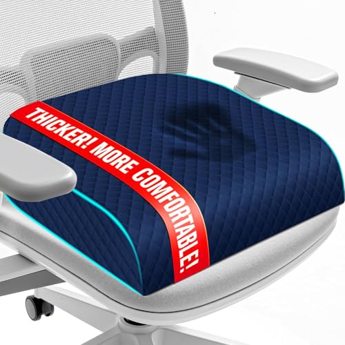 Seat Cushion for Office Chair, Memory Foam Chair Cushions, Car Seat Cushion for Long Sitting, Desk Chair Cushion for Pressure Relief, Non-Slip Bottom, Washable Cover, X-Large, Blue - color: Blue, size: X-Large
