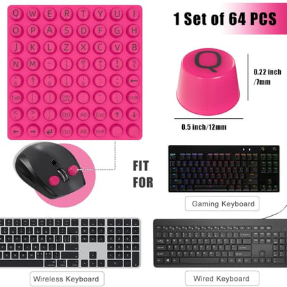 Raised Keyboard Stickers for Long Nails Compatible with Wired Wireless Keyboard Letters Keys Bubbles Keycaps Decal Comfortable Typing for Office Work Protector Accessories