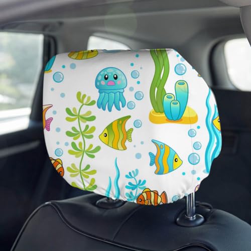BAOZOON 4 Pcs Car Headrest Cover Blanks Elastic Universal Auto Head Rest Protectors Heat Transfer Headrest Dustproof Cover Soft Car Seat Headrest Cover for Most Car Vehicle(White) - color: White