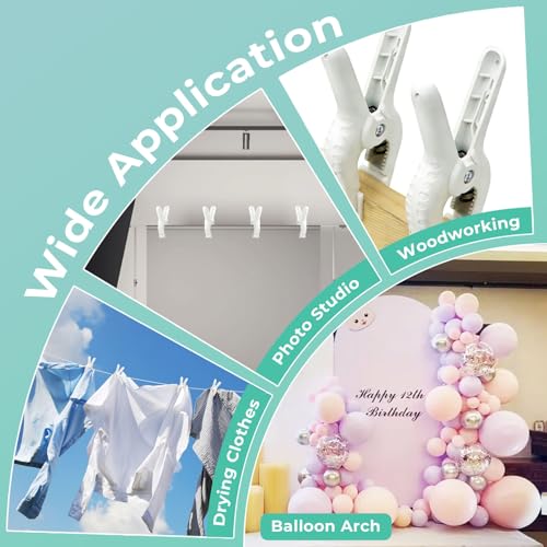 Rosellas 10 Pack 4" Balloon Arch Clips, Plastic Spring Clamps Heavy Duty, Backdrop Clips for Valentine's Day Balloon Arch, Tablecloth Clip, Backdrop Stand, Wedding Photography Studio Decoration