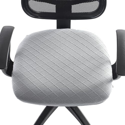 Stretch Jacquard Office Chair Cover, Removable Washable Desk Chair Cover, Anti-dust Seat Cushion Protectors - Grey - color: Grey, size: Chair Seat Cover
