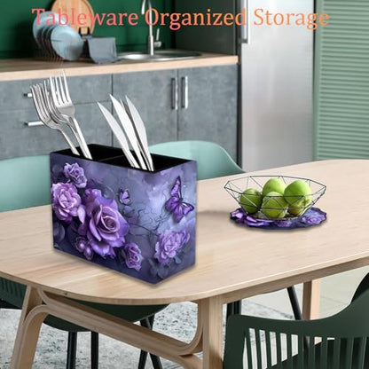 Pen Holder and Anti-Slip Mouse Pad Combination, Makeup Brush Storage Box, Tableware Storage Box, Suitable for Office and Home - Purple Rose - color: Purple Rose