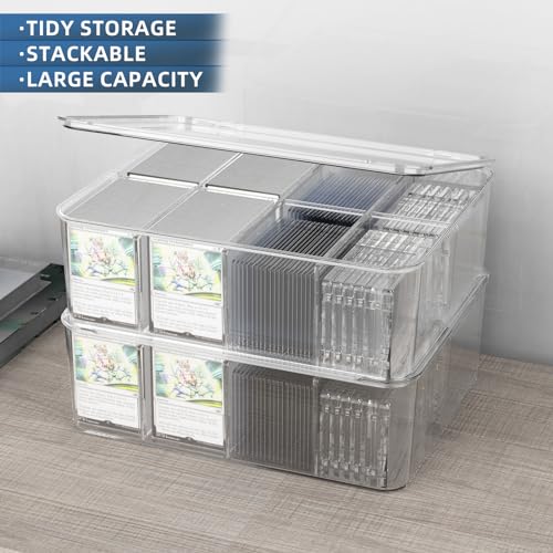 Transparent Trading Card Storage Box-Holds 2000+ Loose Cards-Plastic Card Deck Box for Baseball Cards/for Toploaders/for Graded Card/for MTG/for Magnetic Etc.