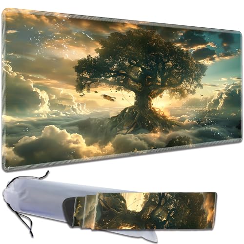 MTG Playmat, Smooth Surface Game Play Pad MTG TCG 24 x 14 inch with Storage Bag, Non-Slip Mouse Pad Card Fighting Game, Tree of Life - color: Tree Of Life