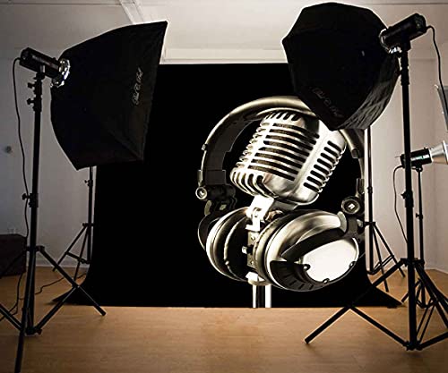 10x10ft Microphone Backdrop Headset Photography Background for Birthday Party Decor Banner Photo Booth Studio Props BJAY15 - size: 10x10FT