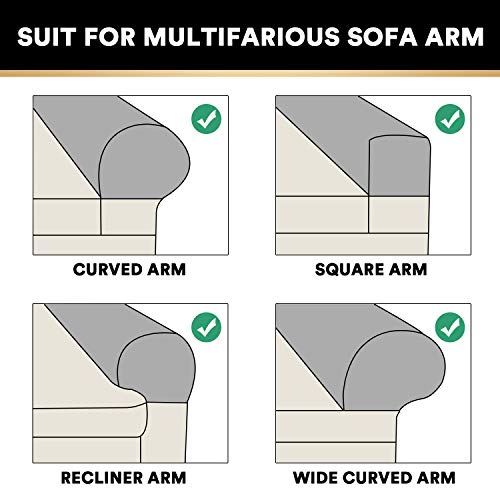 PrinceDeco 4 Pack Thick Velvet Stretch Armrest Covers for Chairs and Sofas Armchair Cover for Arms Couch Arm Covers Armrest Cover for Sofa Non Slip, Taupe - color: Taupe
