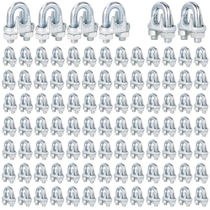 200PCS M6 Galvanized Zinc-Plated Wire Rope Cable Clamp Clips, 1/4" Wire Cable Clamps with U-Bolt Saddle Fasteners for Secure Rigging & Marine Use - size: M6-200PCS