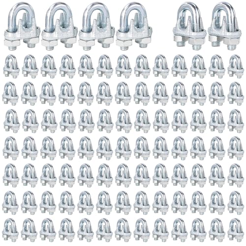 200PCS M6 Galvanized Zinc-Plated Wire Rope Cable Clamp Clips, 1/4" Wire Cable Clamps with U-Bolt Saddle Fasteners for Secure Rigging & Marine Use - size: M6-200PCS