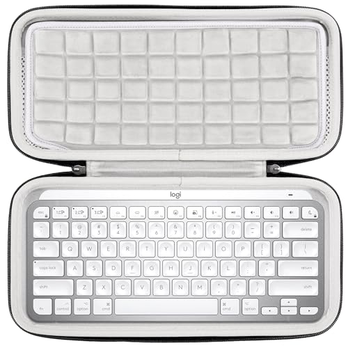 RAIACE Hard Storage Case Compatible with Logitech MX Keys Mini Advanced Illuminated Keyboard. (Case Only, Not Include The Device)- Black(Gray Lining)