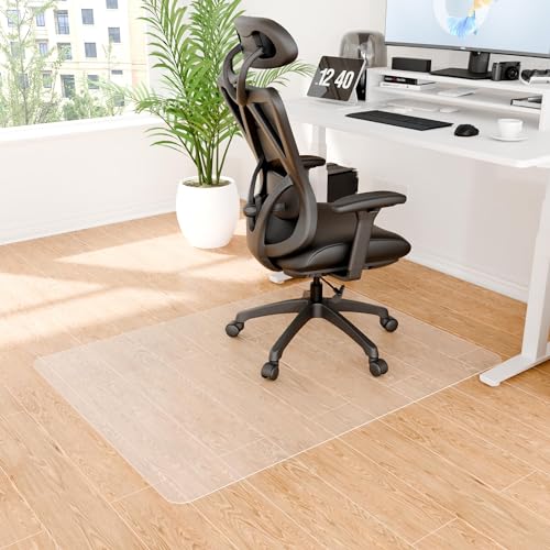 Office Chair Mat for Hardwood Floor, Ship Flat 48"x36" Heavy Duty Floor Protector for Desk, Plastic Rolling Chair Mats, Clear Floor Mat Smooth Glide, No Divot, Rectangle - color: For Hardwood - Ship Flat, size: 36'' x 48'' Rectangle