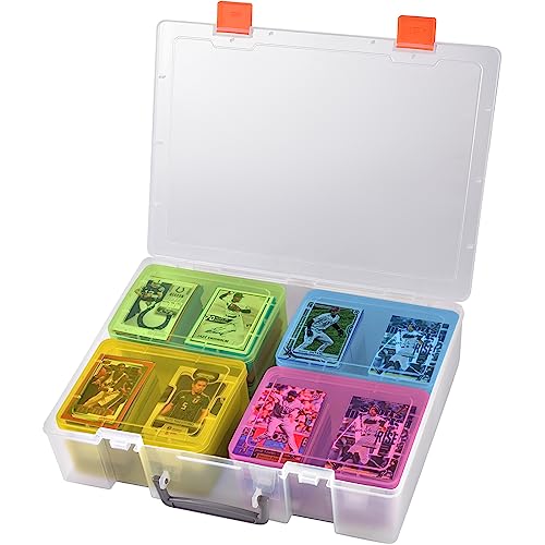 ALCYON 1600+ Trading Card Storage Box, Waterproof Plastic TCG Card Organizer with 4 Clear Display Case & Removable Divider, Deck Holder for Baseball, Football, Sports, MTG, PM Game Collection-Colorful - color: colorful