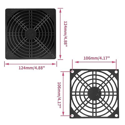 2 Pack 120mm PC Fan Dust Filter Cover Computer Mess Fans Cooling