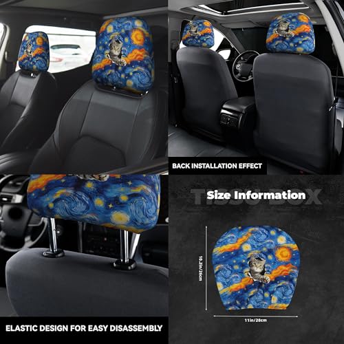 Funny Car Headrest Covers with Art Cat 2pc Blue Sky Head Rest Cover - color: Blue Art Sky