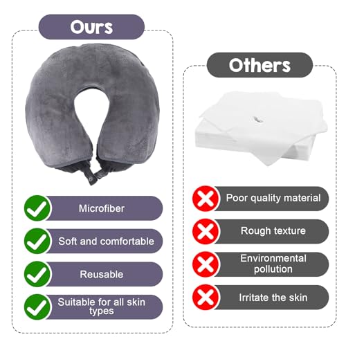 12 Pack Microfiber Face Cradle Covers, Large Soft Reusable Non-Stick Massage Headrest Protectors for Any Professional SPA Tables & Chairs, Charcoal Gray