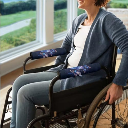 Wheelchair Armrest Pads Wheel Chair Accessories Adults 2 Pack Wheelchair Arm Pads for Office Transport Chair Pressure Relief Blue Lily Butterfly - color: Blue Lily Butterfly