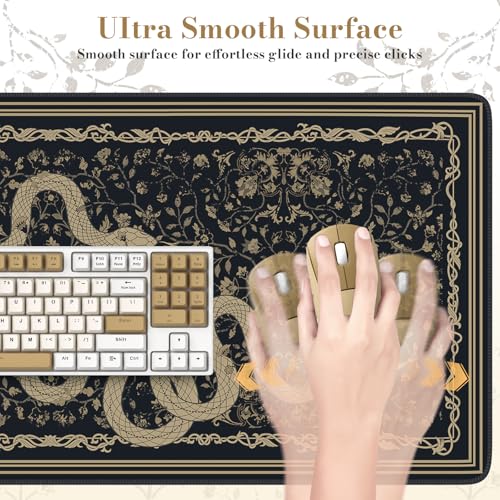 Large Desk Mat, Desk Matt for Desktop, Computer Gaming Mouse Pads, Stitched Edges Soft Mat for Desktop Office Home 35.4 x 15.7 Inches (Black Gold Snake) - color: Black Gold Snake