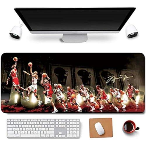 31.5x11.8 Inch Non-Slip Long Extended Large Gaming Mouse Pad with Stitched Edges XL Laptops Keyboard Mouse Mat - color: MJ Dunk