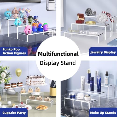 Goabroa 2 Sets 6 Pcs Clear Cupcake Display Risers 3 Tiers Rectangular Risers Display Stands 4mm Thick Collectibles Jewelry Display Shelf Lego Display Shelves Risers - color: Clear, size: Regular 2 Sets (6PCS) Rectangle