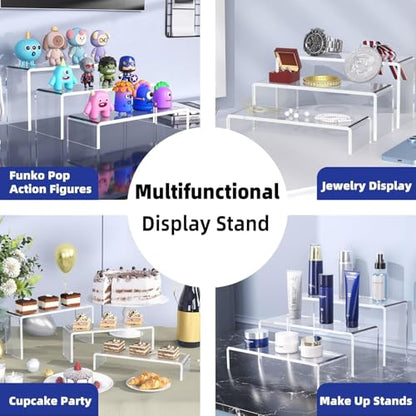 Goabroa 2 Sets 6 Pcs Clear Cupcake Display Risers 3 Tiers Rectangular Risers Display Stands 4mm Thick Collectibles Jewelry Display Shelf Lego Display Shelves Risers - color: Clear, size: Regular 2 Sets (6PCS) Rectangle