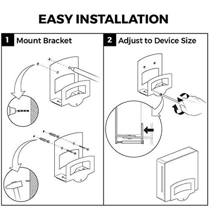 HumanCentric Cable Box and Modem Mount, Adjustable Wall Mount for Small and Wide Devices, Cable Boxes, Modems, DVD Players, Streaming Media Devices, Mount on The Wall Behind TV, Hardware Included - size: Small and Wide