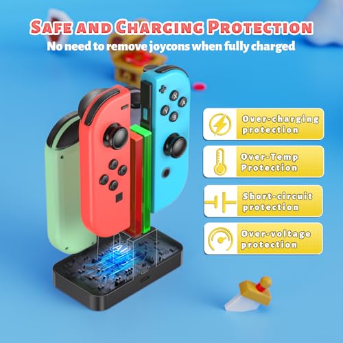 FastSnail Charging Dock Compatible with Nintendo Switch for Joy Con & OLED Model Controller with Lamppost LED Indication, Charger Stand Station with Charging Cable - color: Black, size: 6.2/7.0 inch