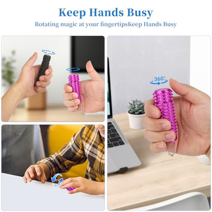 Little Ouchies Pain Stim Fidget Toy, 3D Printed Pocket Spiky Keychain with Clicker Button Spinner Sensory Toys for Anxiety Focus & Stress Reduction Novelty Gifts(Rotate Purple) - color: Rotate Purple