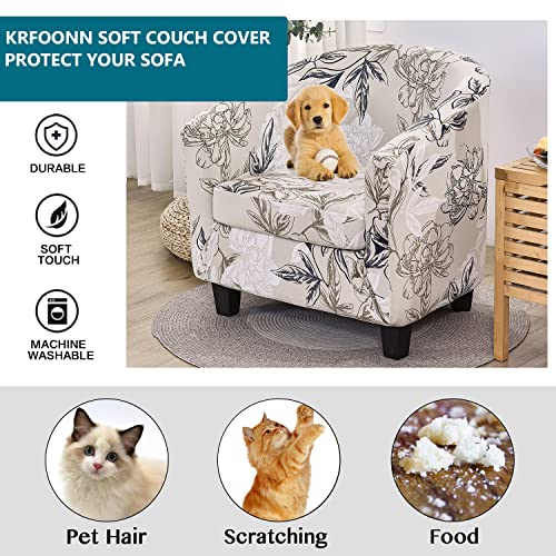 KRFOONN Club Chair Slipcover 2 Piece Stretch Printed Round Barrel Chair Covers Removable Tub Chair Slipcover with Elastic Bottom Chair Coverings Furniture Protector Cover for Living Room, A2 - color: Color A2