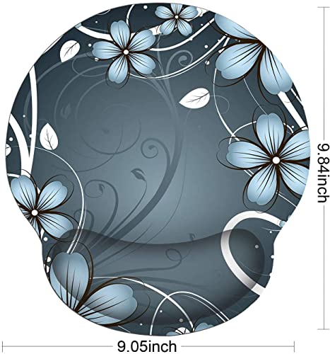 RICHEN Ergonomic Mouse Pad with Wrist Support,Non-Slip Rubber Base for Computer Laptop & Mac,Lightweight Rest for Home,Office & Travel (Blue Flowers) - color: Blue Flowers
