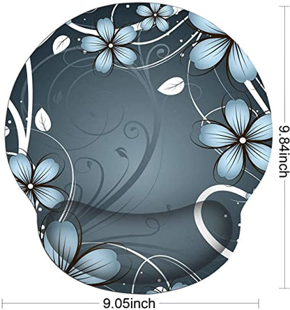 RICHEN Ergonomic Mouse Pad with Wrist Support,Non-Slip Rubber Base for Computer Laptop & Mac,Lightweight Rest for Home,Office & Travel (Blue Flowers) - color: Blue Flowers