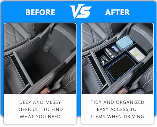 TOPINSTALL 26 New Console Organizer Compatible with 2024-2026 VW Atlas/Atlas Cross Sport Accessories, Armrest Box Storage Console Tray with Coin Holder Insert Interior Accessories - color: 2024+ Armrest tray