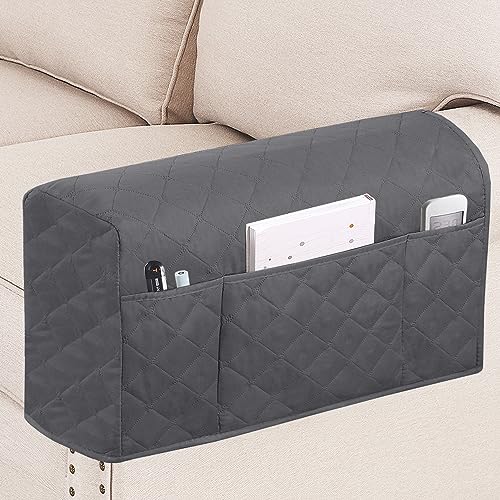 Turquoize 2 Pack Waterproof Armrest Covers for Chairs and Sofas Couch Arm Covers for Sofa Armrest Covers with Side Pocket Anti-Slip Furniture Protector Washable Armrest Slipcovers Set of 2, Gray - color: Single Diamond- Gray