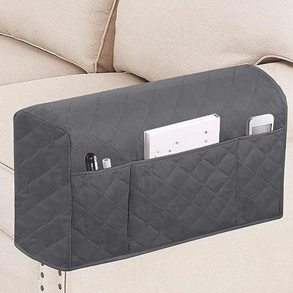 Turquoize 2 Pack Waterproof Armrest Covers for Chairs and Sofas Couch Arm Covers for Sofa Armrest Covers with Side Pocket Anti-Slip Furniture Protector Washable Armrest Slipcovers Set of 2, Gray - color: Single Diamond- Gray