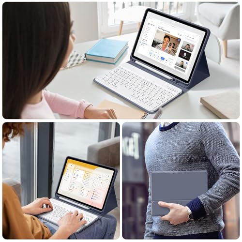Keyboard Case for iPad (A16) 11th Gen 11 Inch 2025, iPad 10th Generation 10.9 inch 2022 with Pencil Holder, Wireless Keyboard and Slim Lightweight Soft Cover Auto Wake/Sleep, Purple - color: Purple