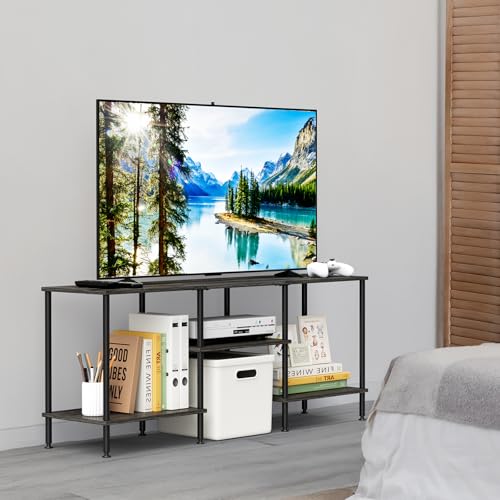 50 Inch TV Stand for Living Room Small Entertainment Center with Open Storage Shelves,3 Tier Bedroom TV Console Table for 50 43 40 32 inch TV, Dark Grey - color: Dark Grey