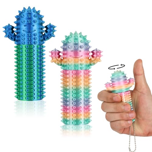 Little Ouchies Pain Stim Fidget Toy, 3D Printed Pocket Spiky Keychain with Clicker Button Spinner Sensory Toys for Anxiety Focus & Stress Reduction Novelty Gifts(D2) - color: D2
