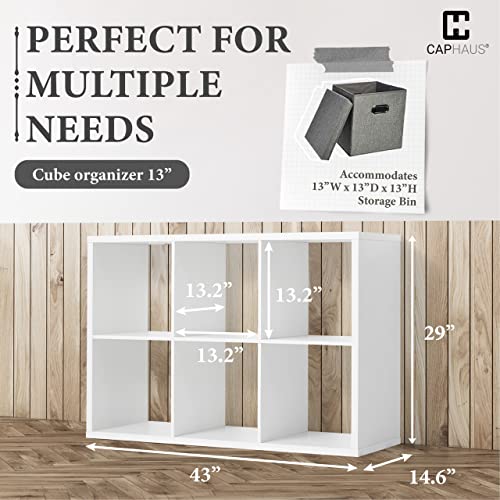 Fencer Wire 13-Inch Cube Storage Organizer Shelf, with Extra Thick Exterior Edge, Room Open Storage Shelf Divider, Bookcase, 6-Cube / 8-Cube / 9-Cube, Colors Available in Rustic Grey Oak and White - color: White, size: 6 Cube