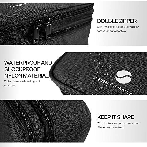 Travel Electronics Organizer, Waterproof Cable Organizer Bag for Electronic Accessories Double Layer Large Shockproof Cable Storage Bag for Cord, Power Bank, Tablet(Up to iPad 11 inch) - Black - color: Charcoal black