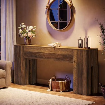 Tribesigns 71-Inch Long Console Table for Entryway, Farmhouse Sofa Console Behind Couch, Entry Table for Hallway, Foyer, Living Room, Brown - color: Brown