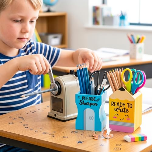 MALLMALL6 3Pcs Pencil Sharpen Eraser Shaped Pencil Holder, Back to School Wooden Caddy Case Gifts for Kid Student, No Assembly Sharp Dull Shaped Desktop Dispenser Storage Organizer for Classroom Decor - style: Pencil & Sharpen & Eraser