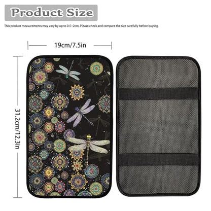 Wanyint Bohemian Flower Dragonfly Car Center Console Cover, Armrest Cover for Car, Auto Armrest Cushion Seat Box Pad for Most Cars Trucks and SUV - color: Bohemian Flower Dragonfly