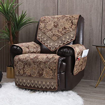 Recliner Chair Covers Non Slip Waterproof Large Recliner Covers for Leather Recliner,Electric Reclining Chair Covers for Living Room Dog Sofa Recliner Cover Furniture Protective Brown - color: Brown