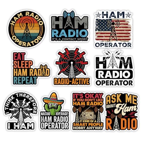 SODAVA [3"x3"] Ham Radio Stickers Pack of 10 – Funny Ham Radio Operator Decals for Laptop Water Bottle Gift for Ham Enthusiasts Hams Radio Club Amateur Radio Accessories Vinyl Weatherproof Sticker - color: Ham Radio