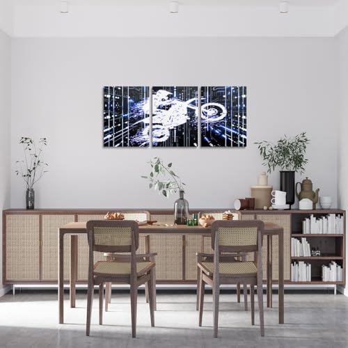 Feelyou Kids Dirt Bike Picture Wall Decor Racing Motocross Rider Wall Painting Posters Boys Girls Motorcycle Canvas Wall Art for Living Room Bedroom Extreme Sports Bathroom Wall Art 12"x16"x 3Pcs - color: Multi A03