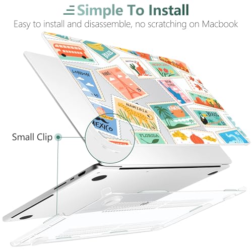DONGKE Compatible with MacBook Pro 16 Inch Case (2026-2021 Release, M5 M4 M3 M2 M1 Pro/Max Chip), Plastic Hard Shell Cover with Keyboard Cover & Screen Protector for MacBook Pro 16", Post Stamps - color: Post Stamps
