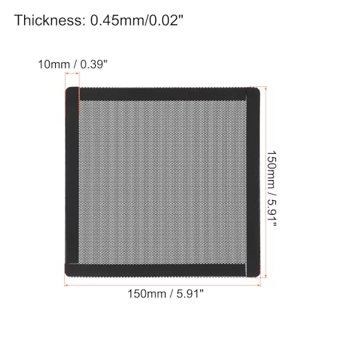MECCANIXITY 3PCS PC Dust Filter, 150x150mm Magnetic Frame PVC Computer Case Cooler Dustproof Mesh Cover Fan Grills for Computer Chassis Speakers, Black