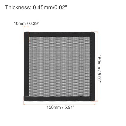 MECCANIXITY 3PCS PC Dust Filter, 150x150mm Magnetic Frame PVC Computer Case Cooler Dustproof Mesh Cover Fan Grills for Computer Chassis Speakers, Black